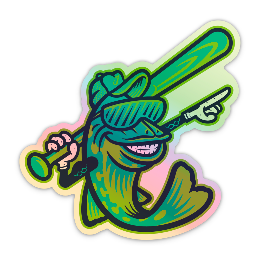 Pointing Fish Holographic Batter Up Sticker